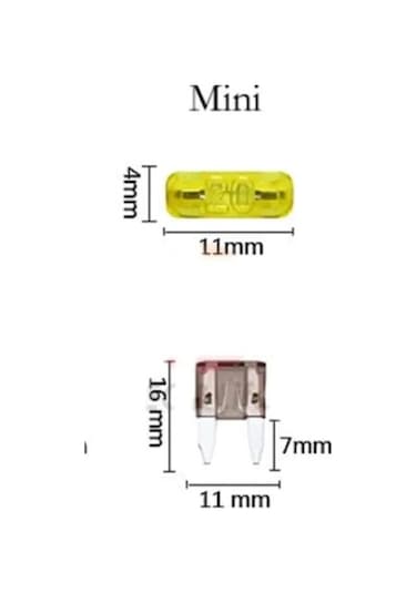 Mini Bıçak Sigorta 100 Adet Karışık 5a 7,5a 10a 15a 20a 25a 30a