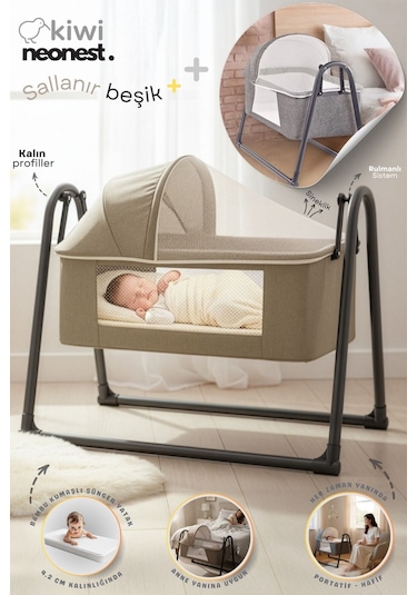 Kiwi Neonest Anne Yanı Kalın Yataklı Cibinlikli Ve Tenteli, Sallanır. Portatif Sepet Beşik Yeni Latte Yeni Latte Kiwi Neonest Anne Yanı Kalın Yataklı Cibinlikli Ve Tenteli, Sallanır. Portatif Sepet Beşik Yeni Latte Yeni Latte