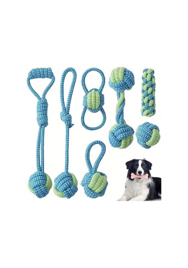 Valkyrie 7 Parça Köpek Halat Oyuncak Seti Isırma Çekiştirme Eğitim Toplu İp Oyuncağı