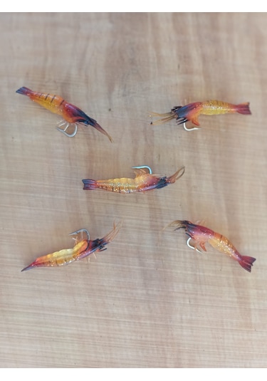 5 Adet Kırmızı Karides 9 Cm 6gr Kanca Lı Yapay Silikon Yem Shrimp