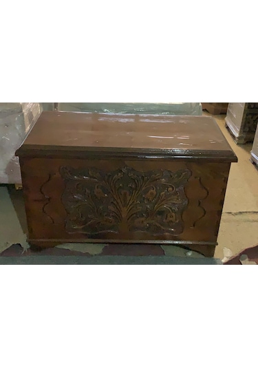 Ankara Mobilya Ahşap Kayın El Oymalı Kilitli Parlak Çeyiz Sandığı