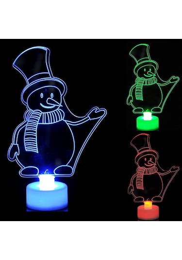 Kardan Adam Yılbaşı Plexi Modeller Led Li Tealight Şeffaf