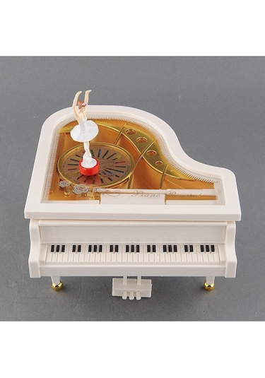 Piyano Müzik Kutusu Dans Eden Balerinli Kurmalı Müzik Kutusu Pilsiz Çalışır