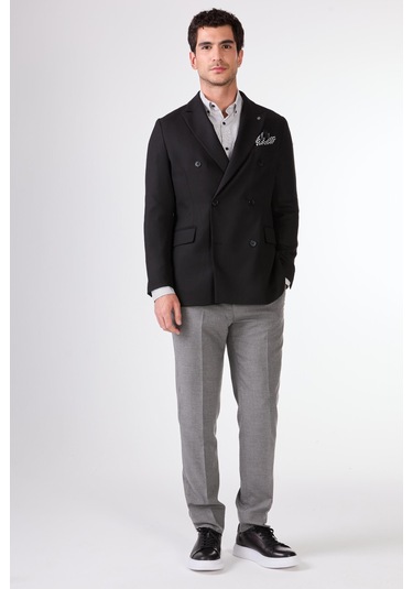 Dufy Siyah Erkek Ceket - Slim Fit Siyah