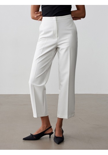 Dilvin 72660 Yırtmaçlı Paça Pantolon-beyaz Beyaz