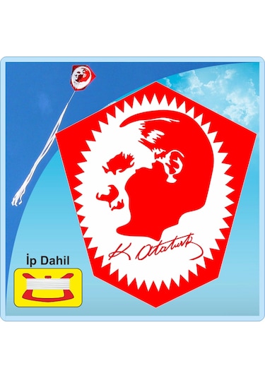 Atatürk Resimli Elmas Uçurtma 75 M Ip Dahil