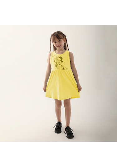 Minnie Mouse D4860-3 Çocuk  Sarı Elbise