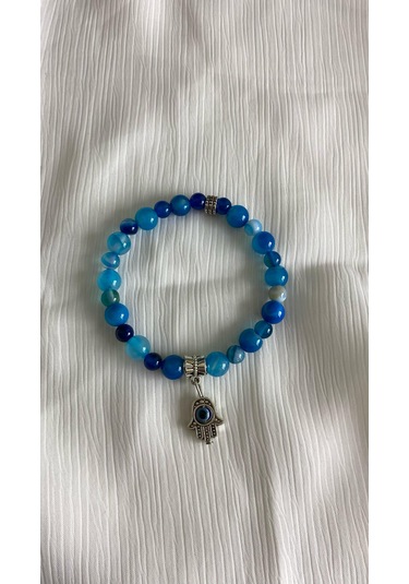 Özel Tasarım Mavi Akik Bileklik Mavi