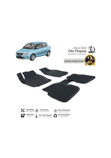 3d Paspas Siyah Skoda Fabıa 2008+
