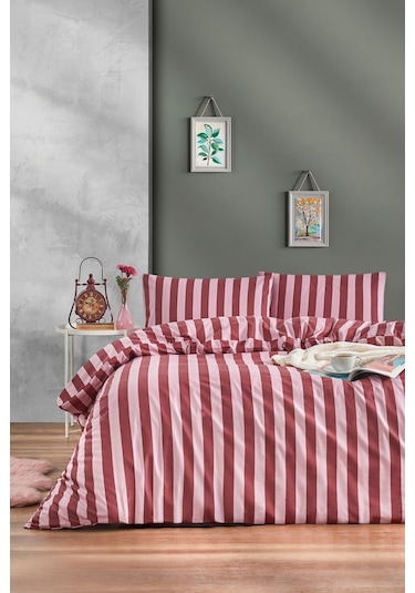 Ranforce Bordo Çift Kişilik Nevresim Seti Renkli