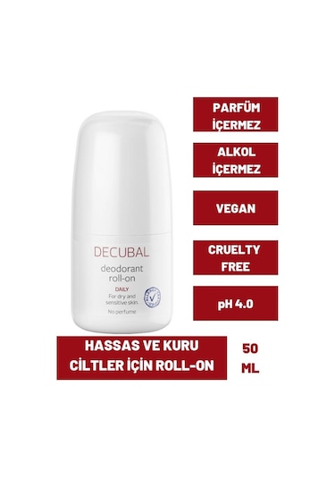 Decubal Koltuk Altı Terleme Kuru Ve Hassas Ciltler Için Deodorant Roll-on 50 ML
