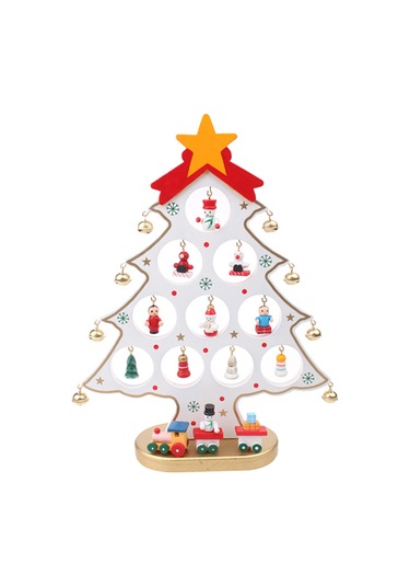 Wezone "ahşap Noel Ağacı Dekoru - 10.62 İnç Asılı Süslemeli İç/dış Mekan Parti Süsü" Beyaz