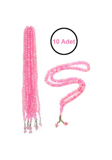 10 Adet 99lu Namaz Tesbihi 10mm Hac Umre Hediyelik - Pembe Pembe