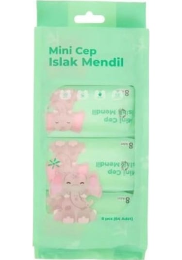 Büro Ev Ofis Hijyeni İçin 8 Adet Mini Cep Tipi Islak Mendili Seti