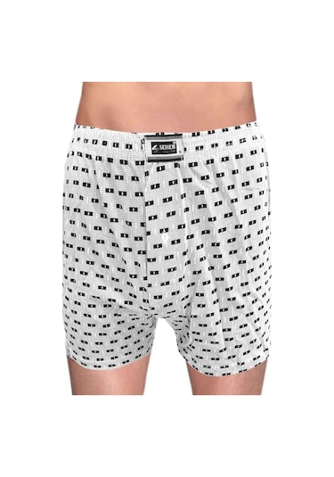 Seher Yıldızı Desenli Düğmeli Erkek Boxer 6 Adet Çok Renkli