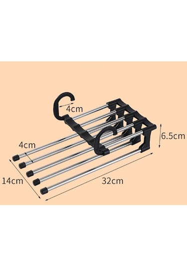 Siyah 5 In 1 Sihirli Pantolon Raf Dolap Depolama Organizatör Çok Katmanlı Pantolon Rafı Katlanır Elbise Askısı Dolap Depolama Organizasyonu Siyah