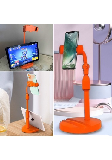 Woody Sofia Masa Üstü Tablet Ve Telefon Tutucu Plastik Aparat Turuncu Telefon Standı