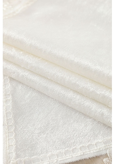 Favora Fatih Güpürlü Kadife Runner Ekru