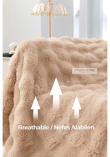 Kürk Yatak Örtüsü Çift Kişilik Dolgulu Peluş Yumuşak Çift Taraflı Yorgan 3 Parça Loria Kahve Kahverengi