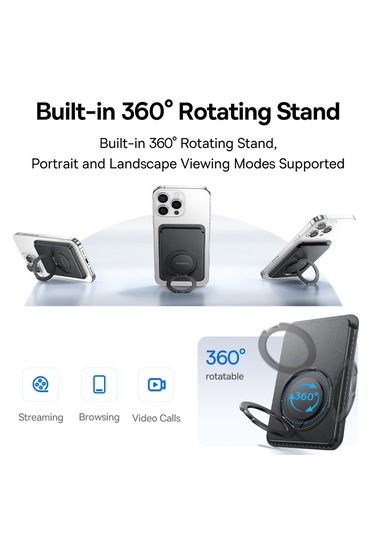 Baseus Magpro 3 Manyetik Standlı Cüzdan, Siyah Cüzdan