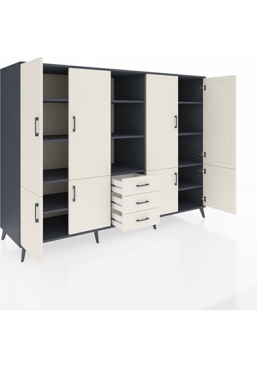 Kronos Dolap 11 Raflı 3 Çekmeceli 8 Kapaklı 220x59x163 Antrasit-a Antrasit-aytaşı
