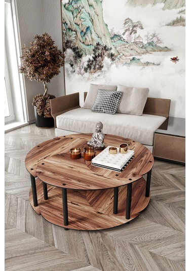 Yin Yang Unıty Serenıty Orta Sehpa 4 Lü Madran Ceviz-90 Cm Ceviz