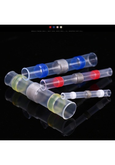 Aubyhe Su Geçirmez Kaynaklı Isı Daraltmalı Bağlantı Terminaleği Seti 400 Adet Kırmızı:40, Mavi:40, Beyaz:30, Sarı:15, Siyah:275 Kutulu