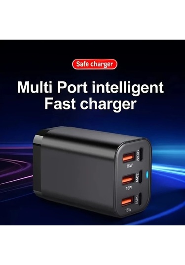 Elmpaly Usb C Hizli 200w 6 Port Sarj Aleti Black İphone Uyumlu 14 13 12 Serisi S23 S22 S21 İcin Gan Adaptor