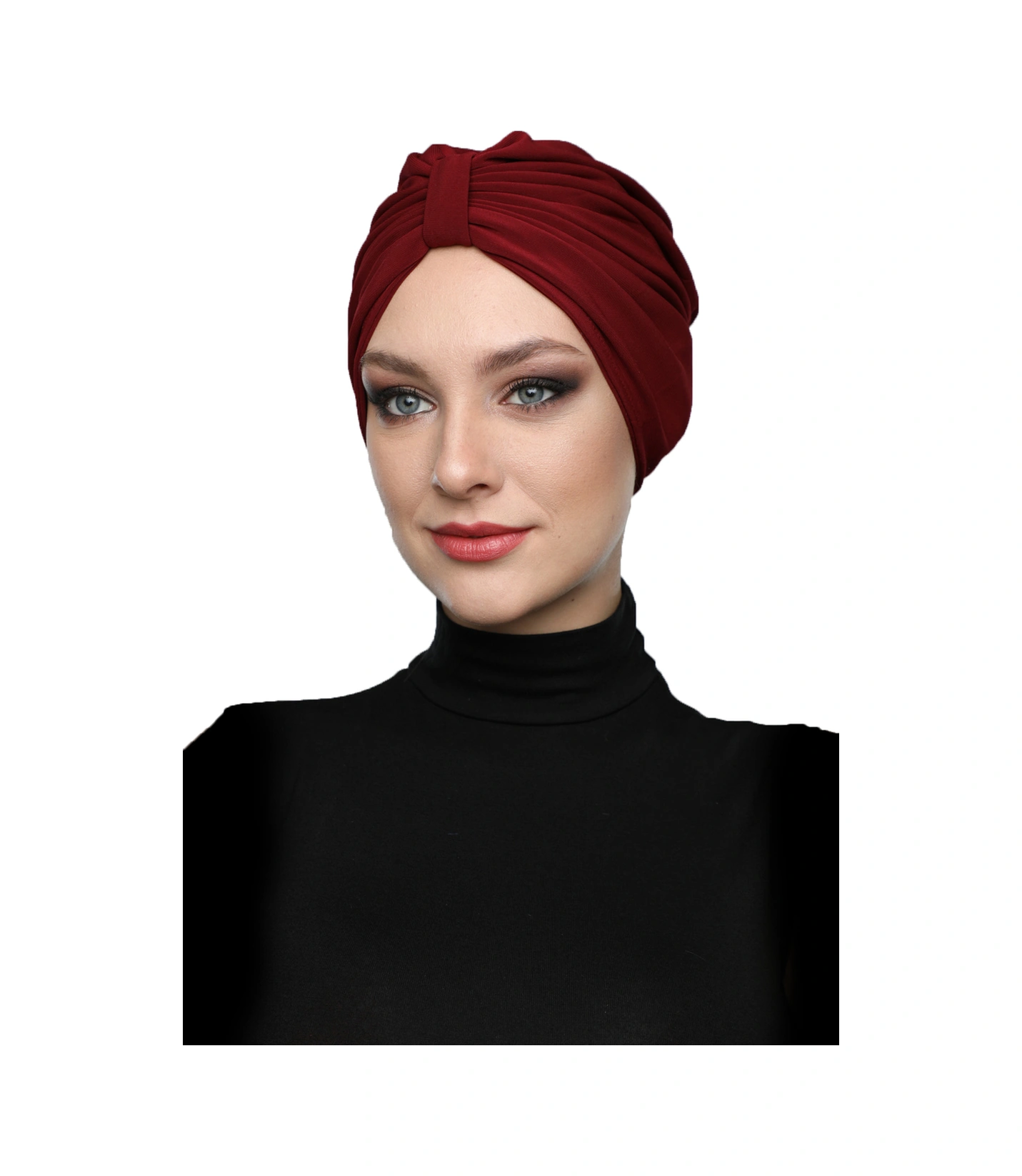 Kelebek Astarlı Bordo Hazır Türban Tesettür Havuz Bonesi Bordo