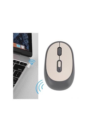 Yuntech01 W300 Kablosuz Fare - 2.4g+bluetooth, 800/1600/2400 Dpı Ayarı, Ultra Sessiz, Chromebook/laptop/pc/mac Uyumlu, Taşınabilir Optik Fare, Star Gri
