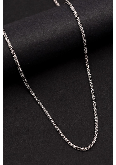 3mm Orta Kalınlıkta Yuvarlak Kral Model Çelik Erkek Kolye Sevgiliye Eşe Babaya Zincir Beyaz