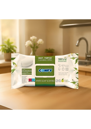 Confy Yüzey Temizlik Havlusu Ve Mendili Beyaz Sabun Kokulu 100