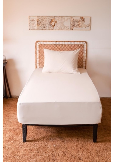 Moosh Tek Kişilik Lastikli Çarşaf Takımı Krem