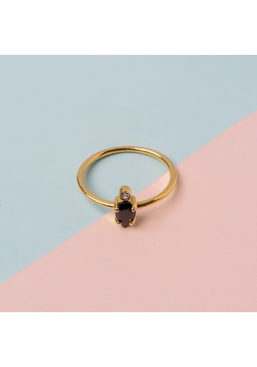 Kuyumcudukkani Siyah Damla Taşlı "trend"yüzük-10436-r-blk Rose