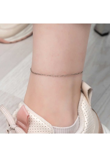 925 Ayar Gümüş Zincir Desenli Halhal Çok Renkli