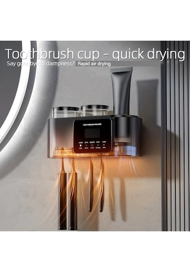 Fastbuy Akıllı Diş Fırçası Tutucu Ağız Bardağı Seti - Beyaz Uv Sterilizasyon Beyaz