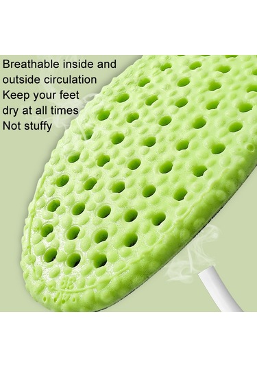 Sones 1 Çift Yüksek Esneklikli Nefes Alabilir Ter Emici Şok Emici Kesilebilir Tabanlık, Beden: 45-46 Yeşil+gri