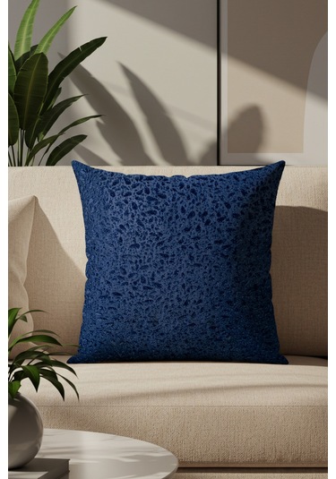 Sezyon Yuna Desenli 50 50 Lacivert Kırlent Kılıfı Lacivert