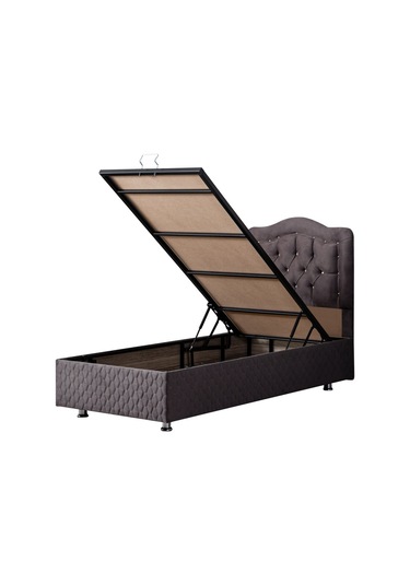 Setaymobilya Baza, Şah Antrasit Tek Kişilik Baza + Başlık + Deluxe Yatak