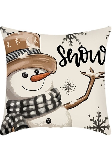 Cartoon Hand-painted Style Christmas Decorative Pillow No.70 Ekru