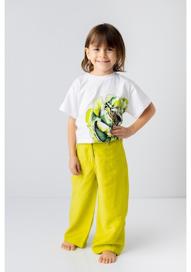 Zeyland Kız Çocuk Gül Baskılı Tshirt-yesıl Yeşil