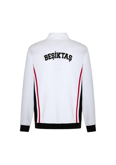 Beşiktaş Orijinal Lisanslı Fermuarlı Sweatshirt 25/26 Sezon BEYAZ