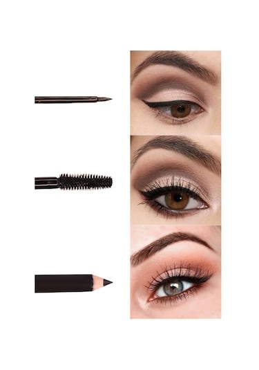 Mt Cosmetics 3'ü 1 Arada Suya Dayanıklı Maskara + Kalem + Eyeliner Seti