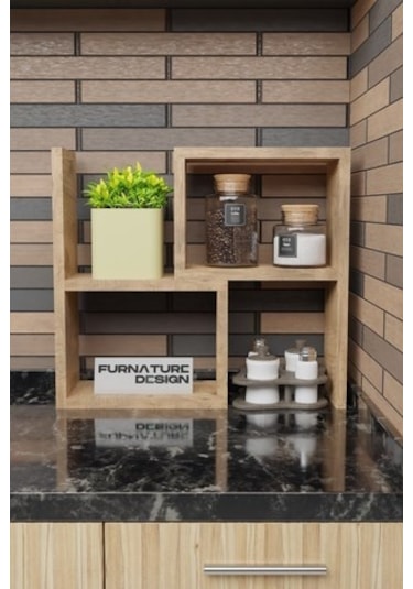 Tezgah Üstü Ayarlı Modüler Puzzle Baharatlık Rafı Atlantik Çam