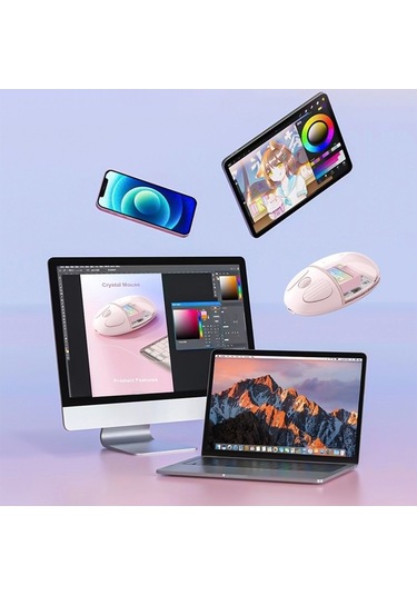 Flybuy Benwıs Ot-cms-wh Kristal 2.4 Ghz Kablosuz Farklı Bluetooth Mouse OT-CMS-WH