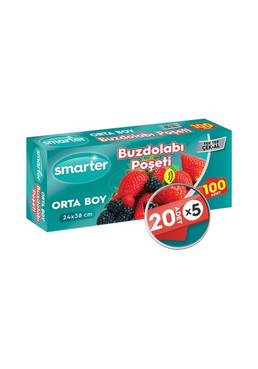 SMARTER BUZDOLABI POŞETİ ORTA BOY 100 ADET ( 20 ADET x 5 )