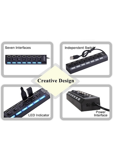Alfais 4874 7 Port USB Hub Switch Çoğaltıcı