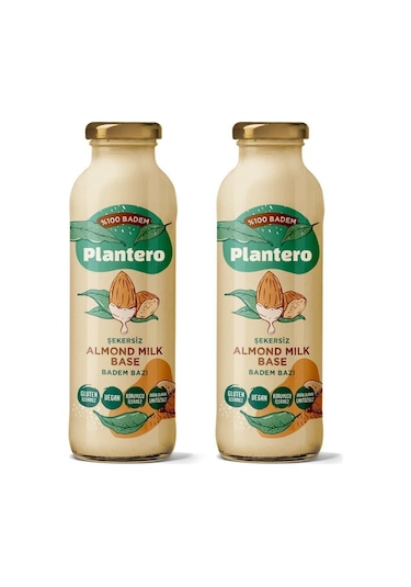 2'li Set Badem Sütü Bazı Konsantre Bitkisel Süt 250gr, 6 Lt Süt, %100 Badem, 25 Bardak