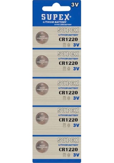 Supex Extra Long Battery CR1220 3V Lityum Pil 5'li