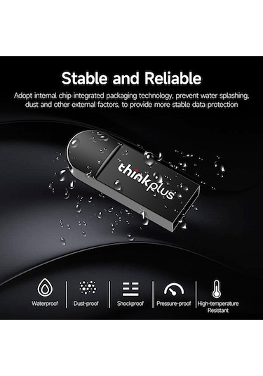 Vkemall Lenovo Thinkplus Mu222 Usb2.0 Usb Bellek 32gb Çinko Alaşımlı Kasa Sağlam Veri Saklama Taşınabilir Plug&play